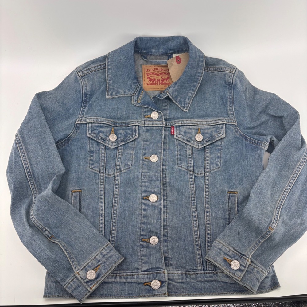 Levi's Blue‎ Denim Trucker Jacket Medium Wash Button Up XS